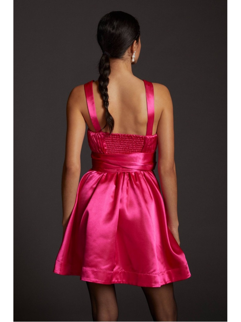 Maeve Anthropologie Bow-Tie Satin Mini Dress in Pink - Picture 3 of 9